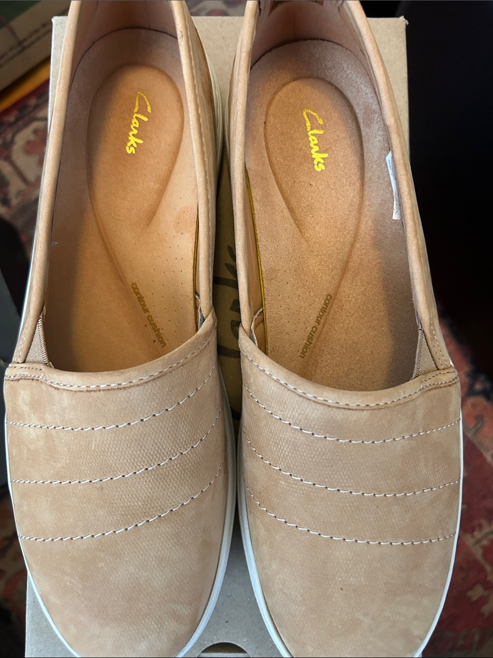 Clarks Women's Tan Slip-On Loafers